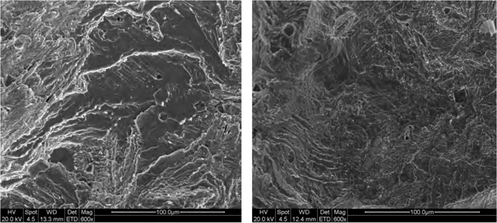 Figure 2.Different metallographic characteristics and inclusion distribution of fracture interface. (a) Interface layer; (b) Near interface