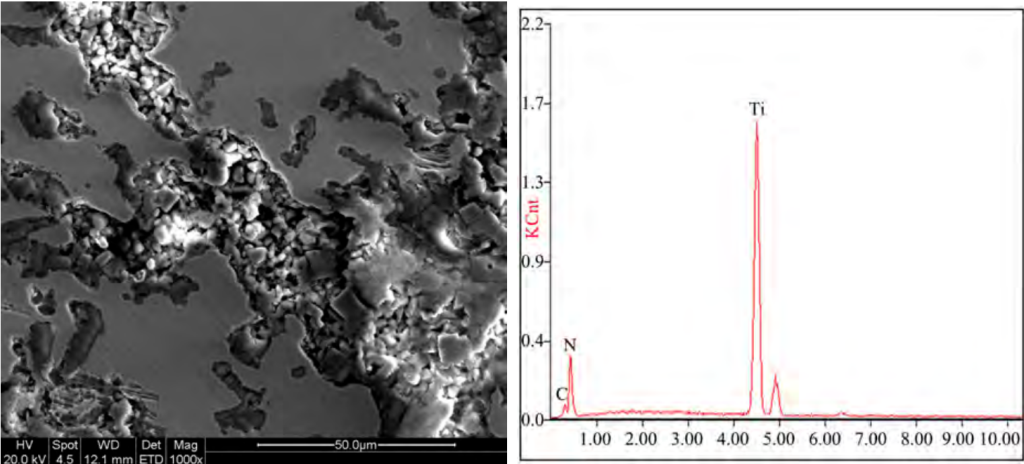 Figure 5. Massive aggregation of TiN within local cracks