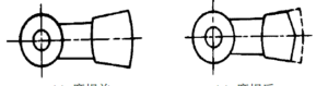 the hammer before and after the wear of the macro-morphology